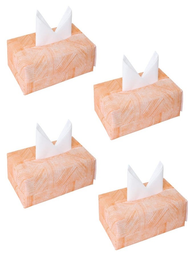 PrettyKrafts Tissue Paper Box Cover Rectangular Shape Napkin Holder use for car,Home and Office, (Pack of 4), Jute Orange - Image 1